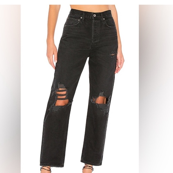 Agolde 90’s Jean Distressed Black Size 26 - Picture 1 of 8